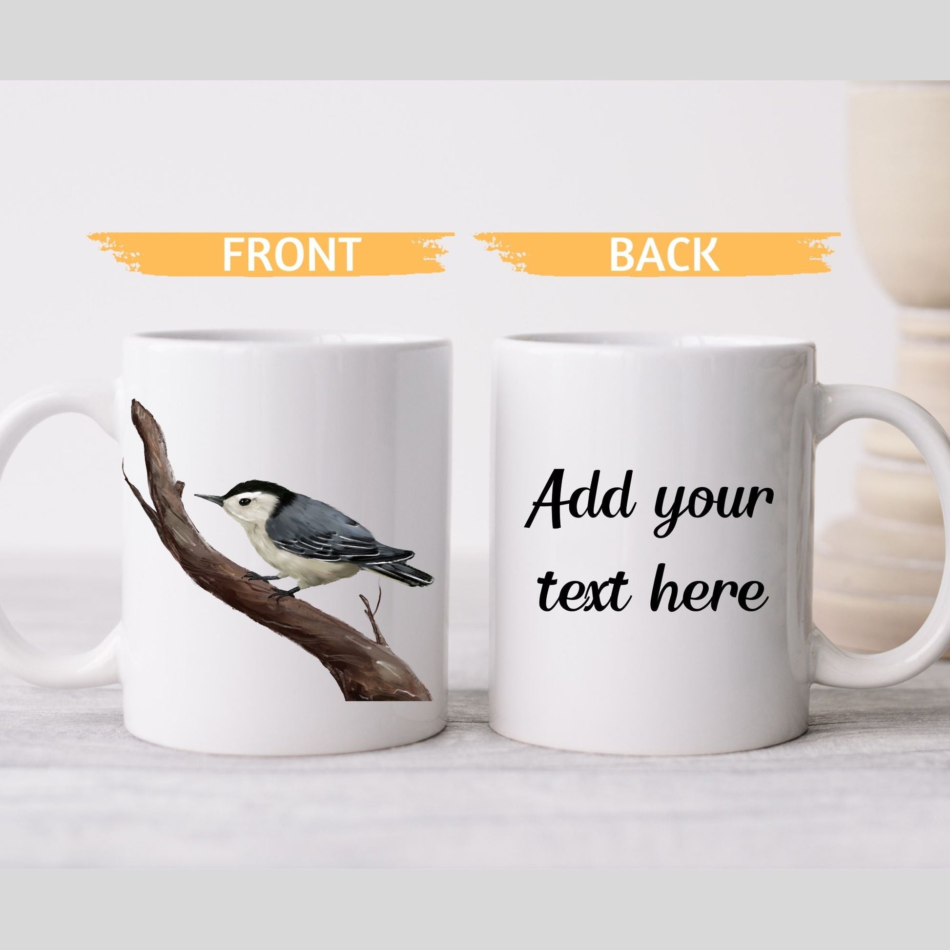 White - Breasted Nuthatch Mug - MerikaArt