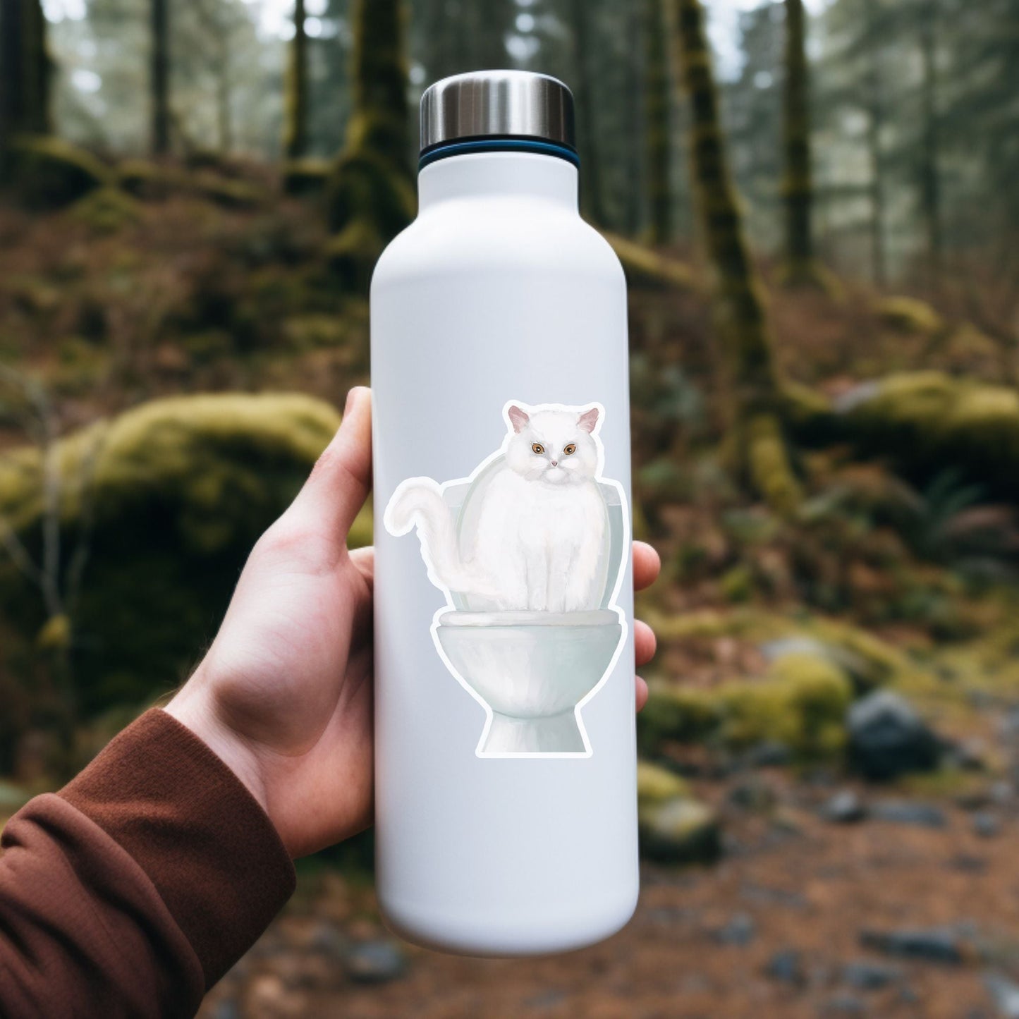 White Cat Vinyl Sticker - MerikaArt