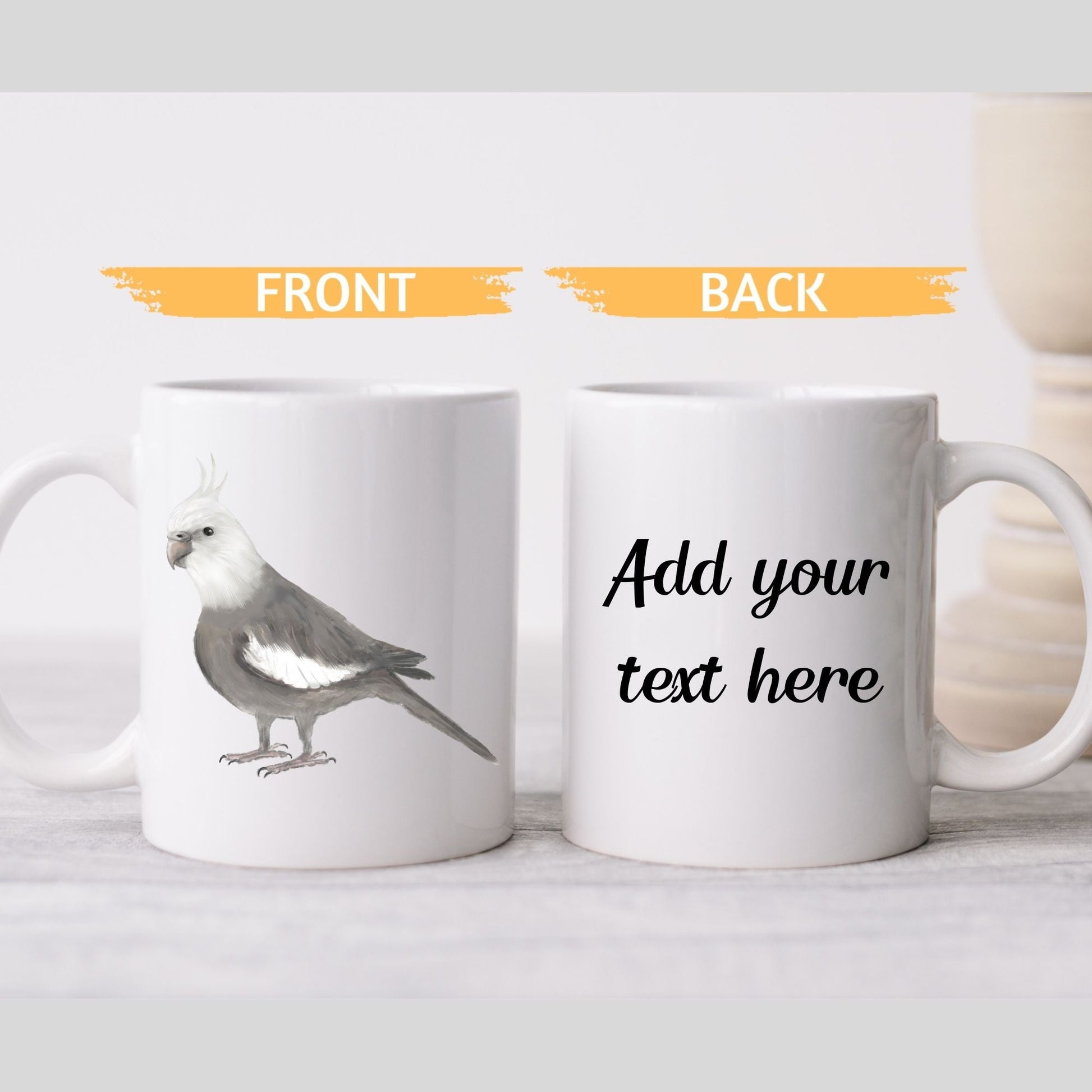 White - Crested Cockatiel Ceramic Coffee Mug - MerikaArt