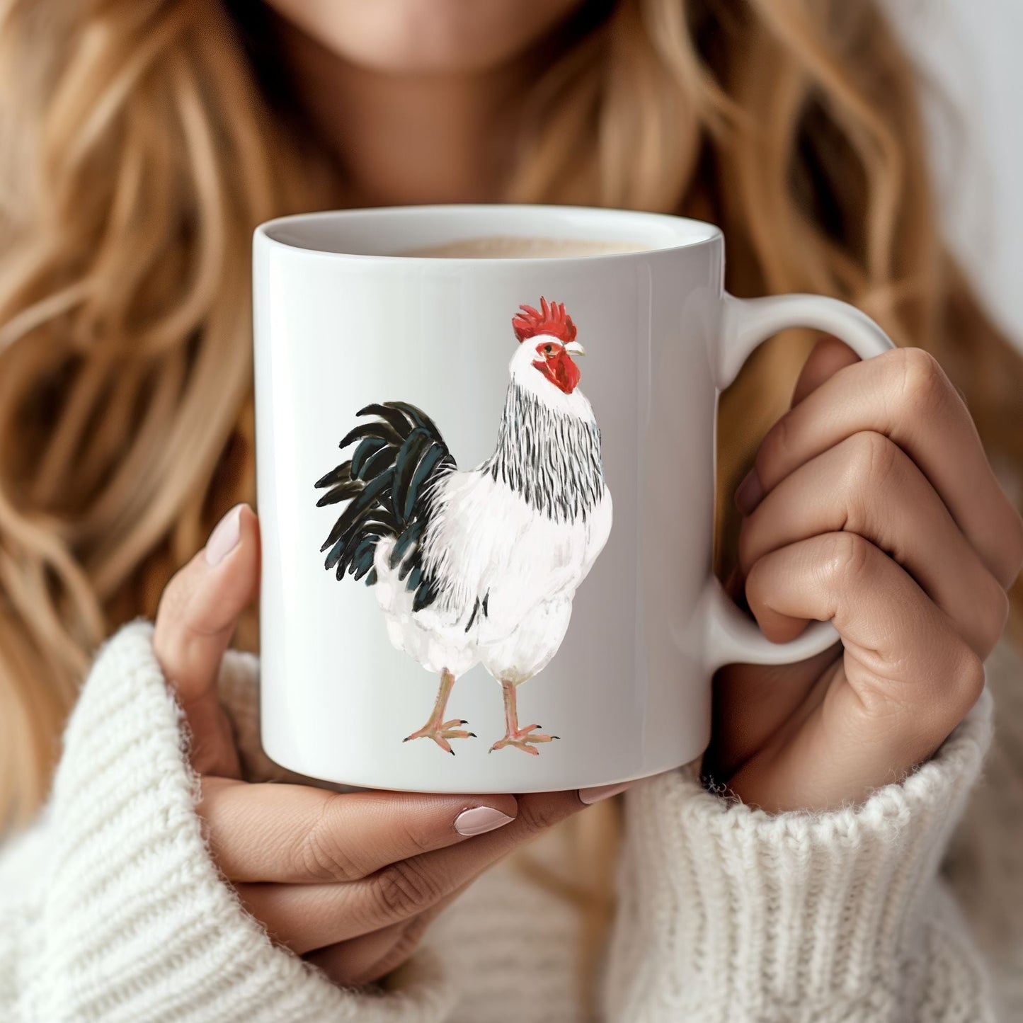 White Rooster Mug - MerikaArt