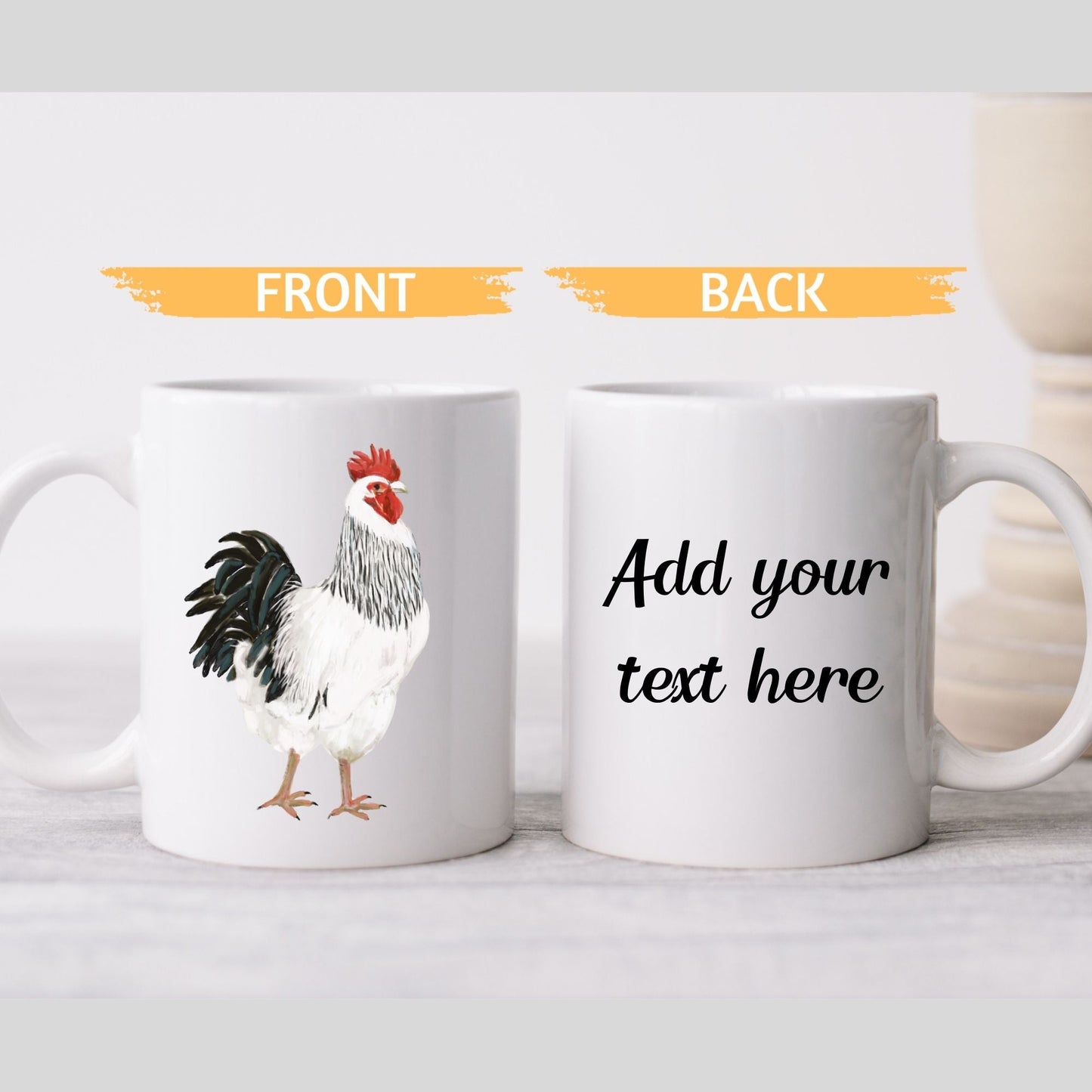 White Rooster Mug - MerikaArt
