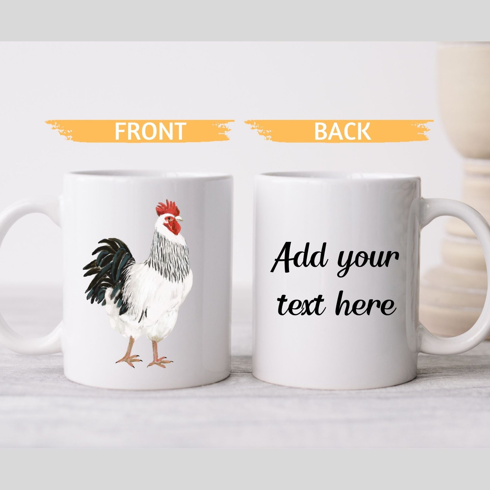 White Rooster Mug - MerikaArt