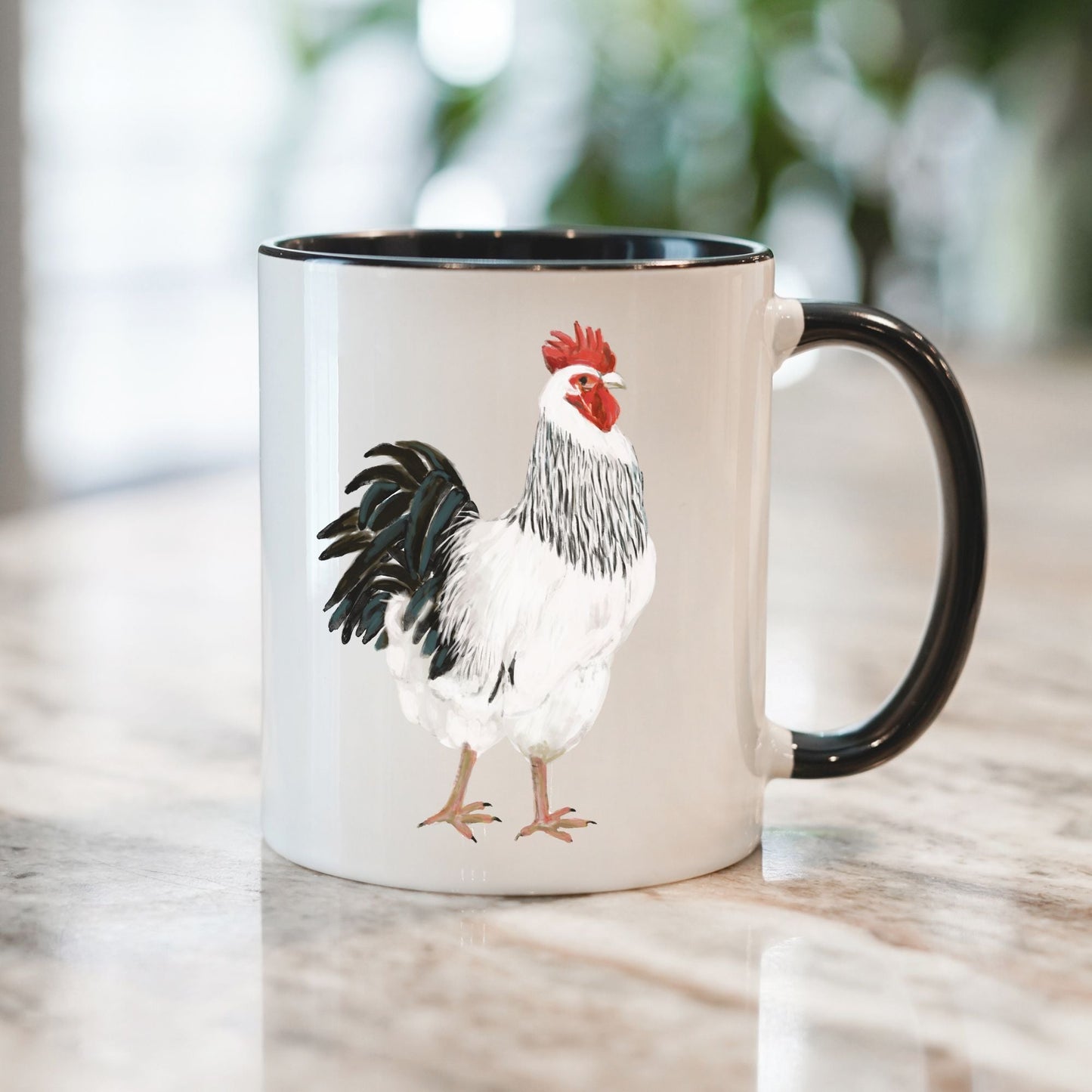 White Rooster Mug - MerikaArt