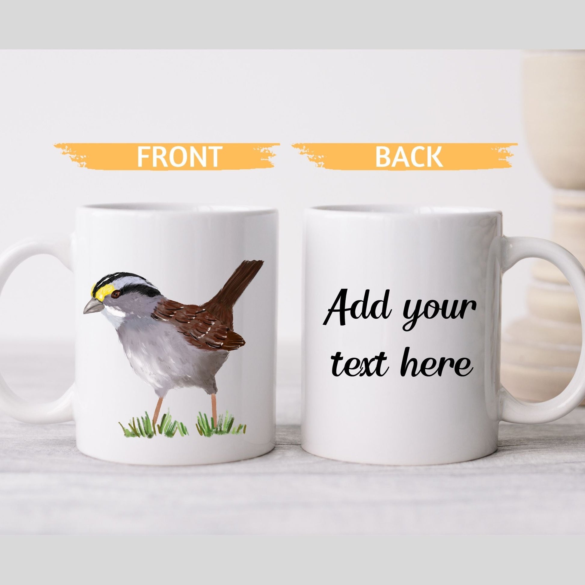 White - Throated Sparrow Ceramic Coffee Mug - MerikaArt