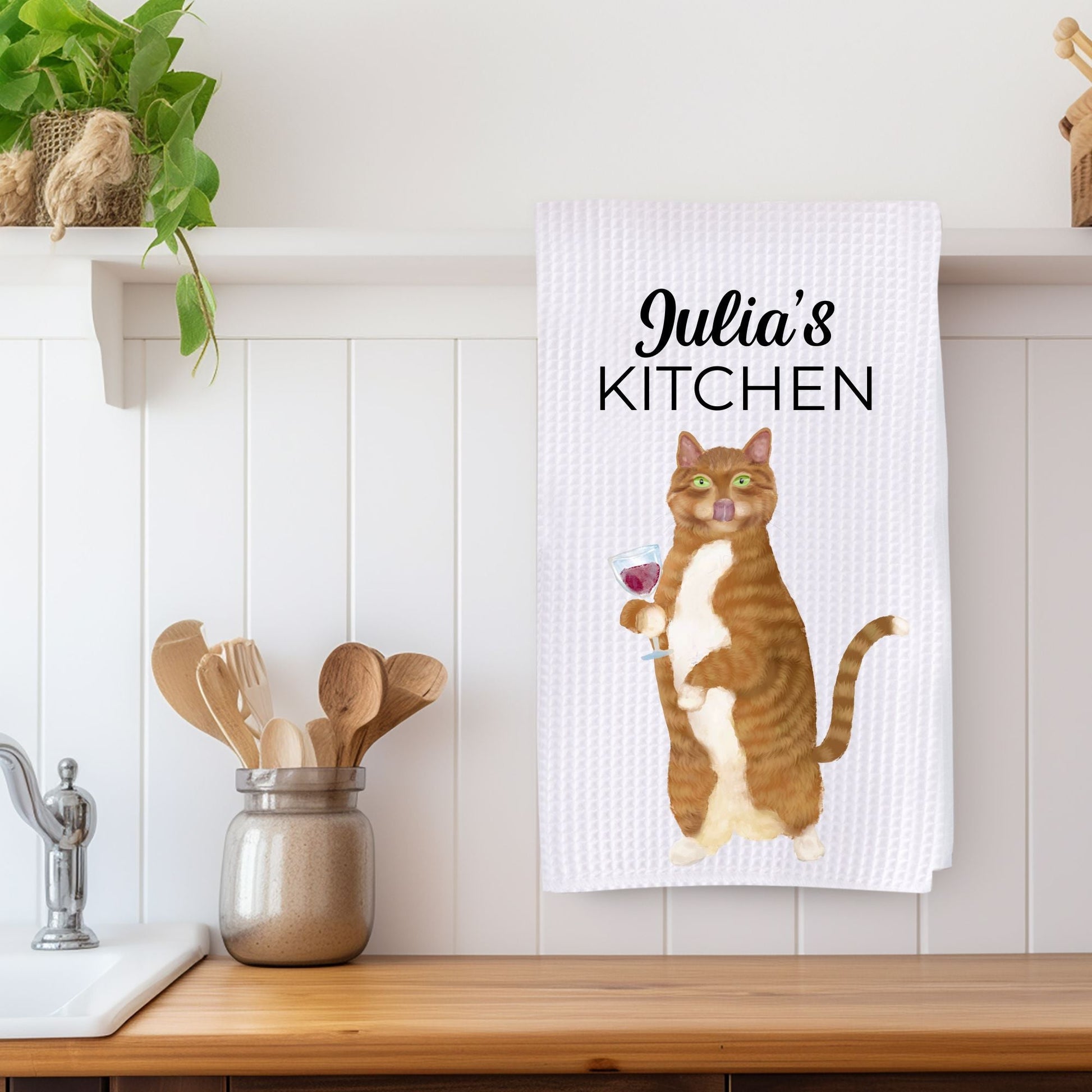Wine Cat Kitchen Towel - MerikaArt