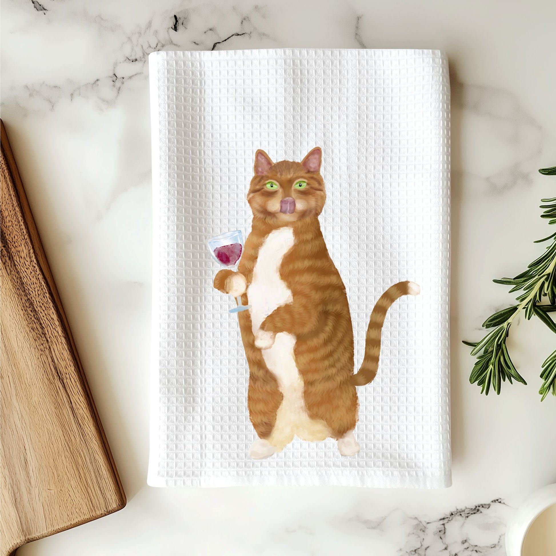Wine Cat Kitchen Towel - MerikaArt