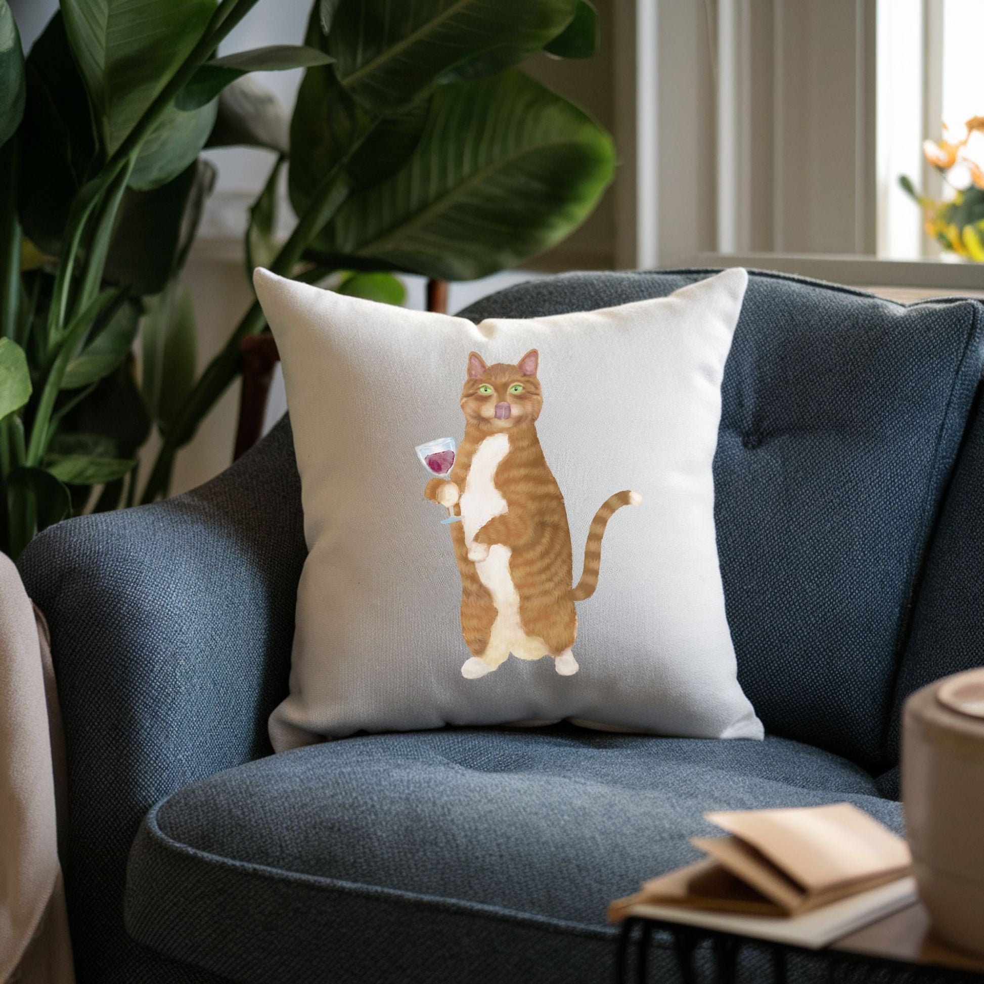 Wine Cat Pillow - MerikaArt
