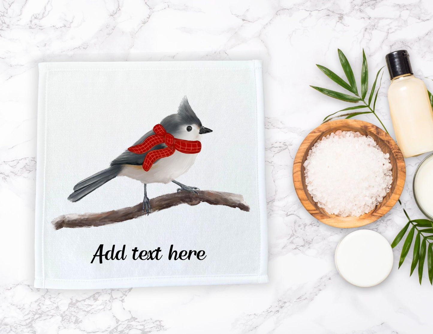 Winter Bird Washcloth | "Cozy Plaid Perch" - MerikaArt