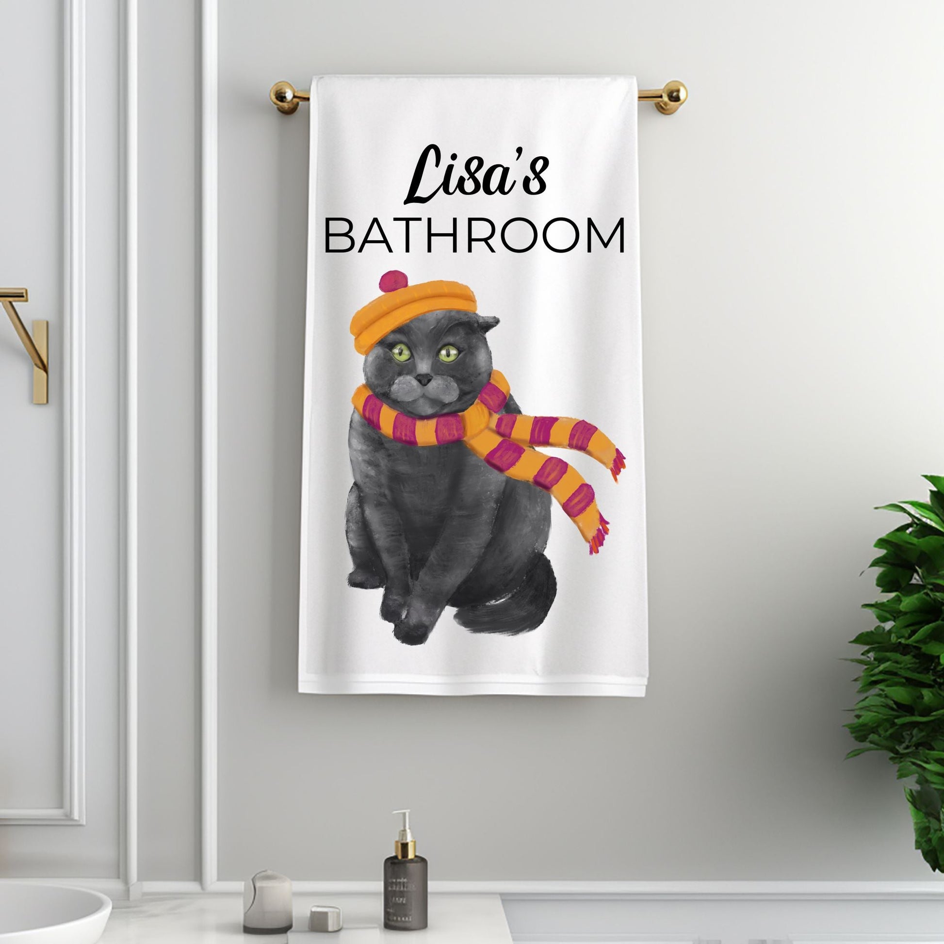 Winter Cat Bathroom Towel - MerikaArt