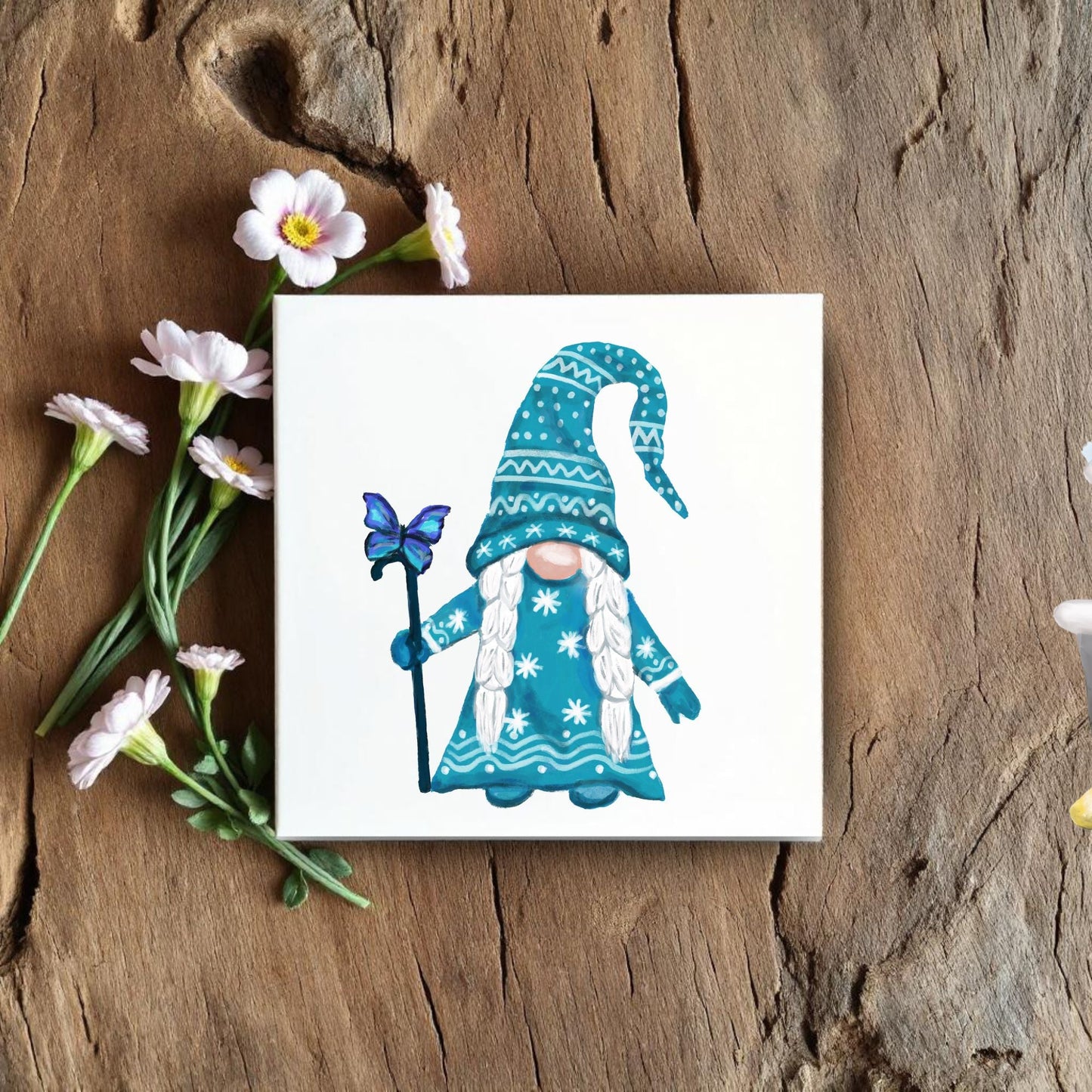 Winter Wonderland Gnome Ceramic Tile - MerikaArt