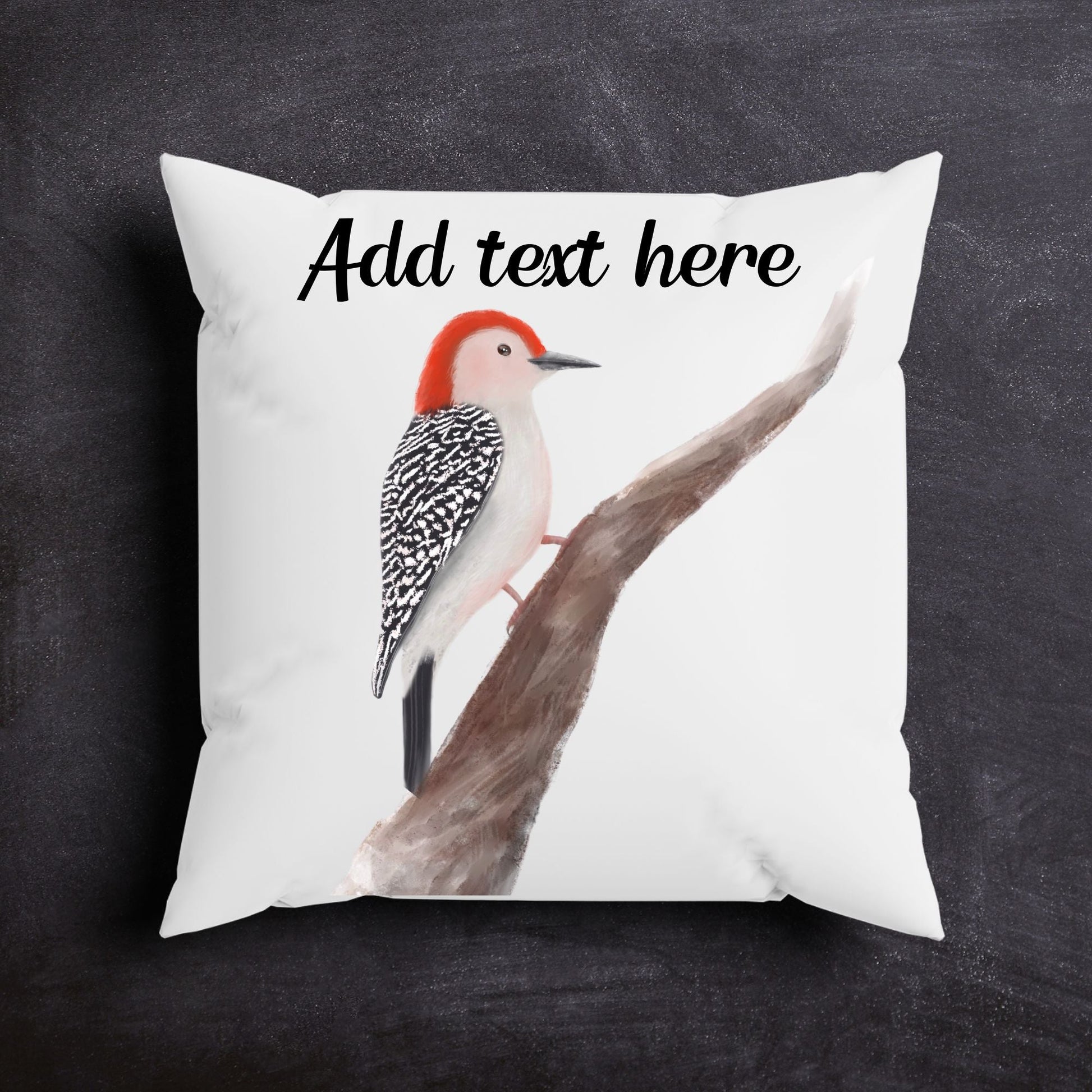 Woodpecker Pillow - Nature Inspired Home Decor - MerikaArt