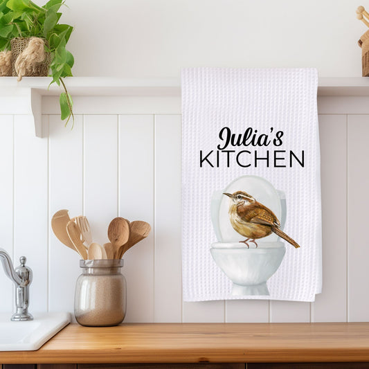 Wren on Toilet Bathroom Towel - MerikaArt