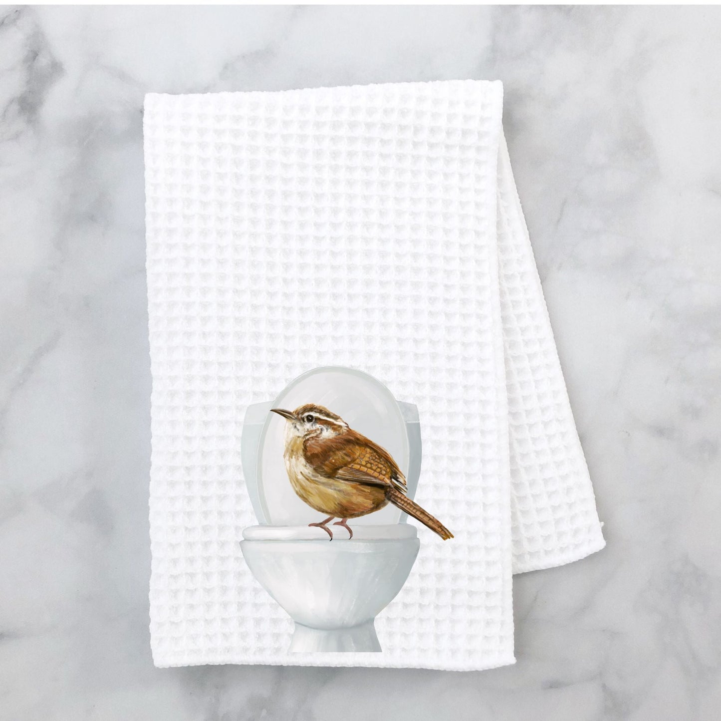 Wren on Toilet Bathroom Towel - MerikaArt