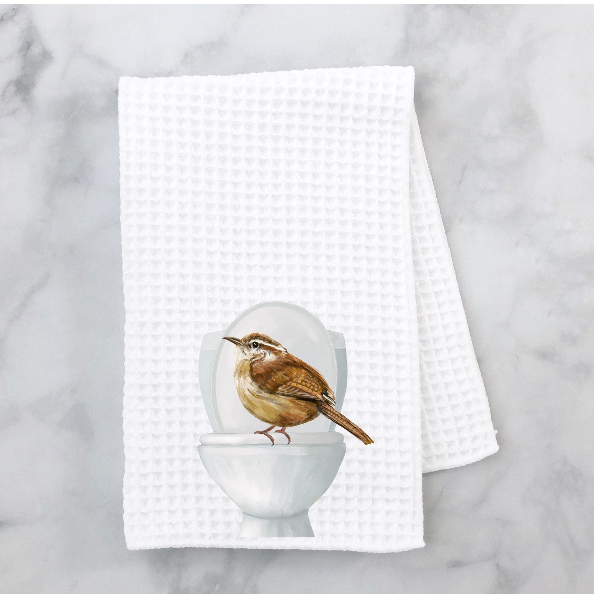 Wren on Toilet Bathroom Towel - MerikaArt