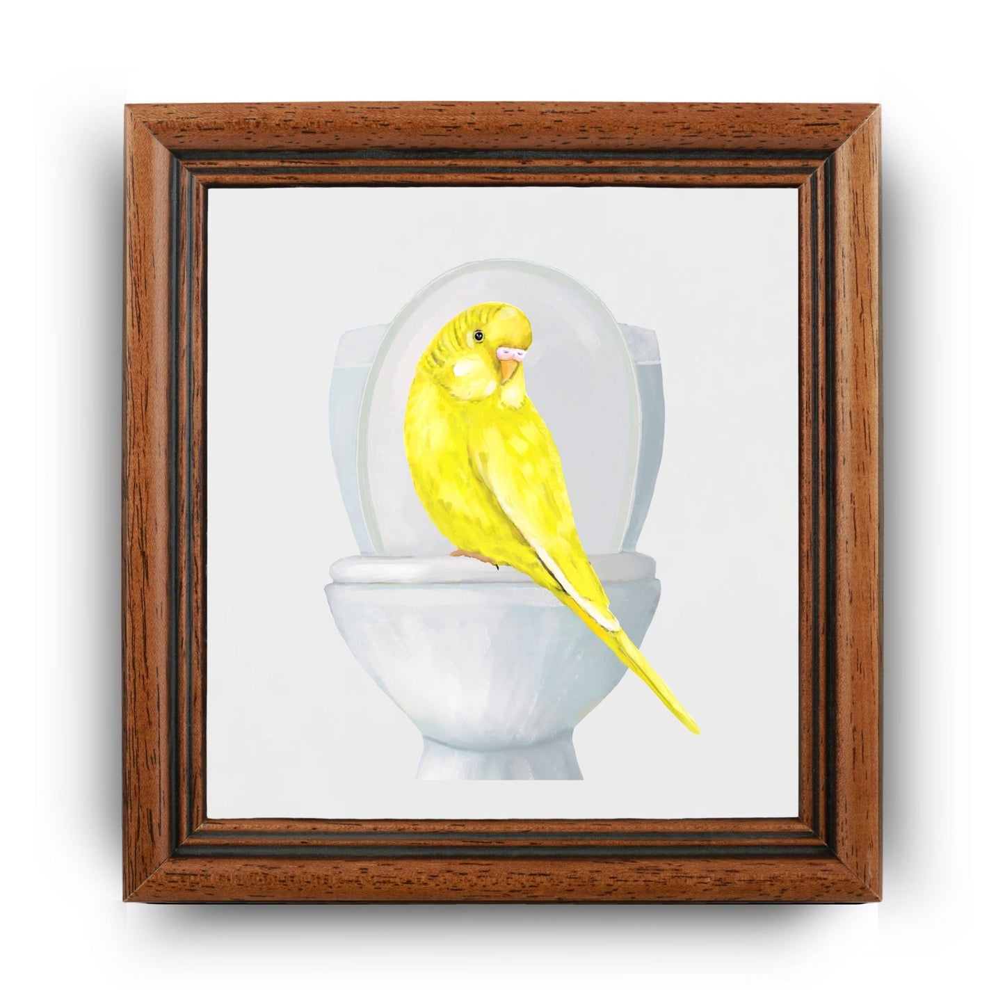 Yellow Budgie Toilet Ceramic Tile – Handcrafted Whimsical Decor - MerikaArt