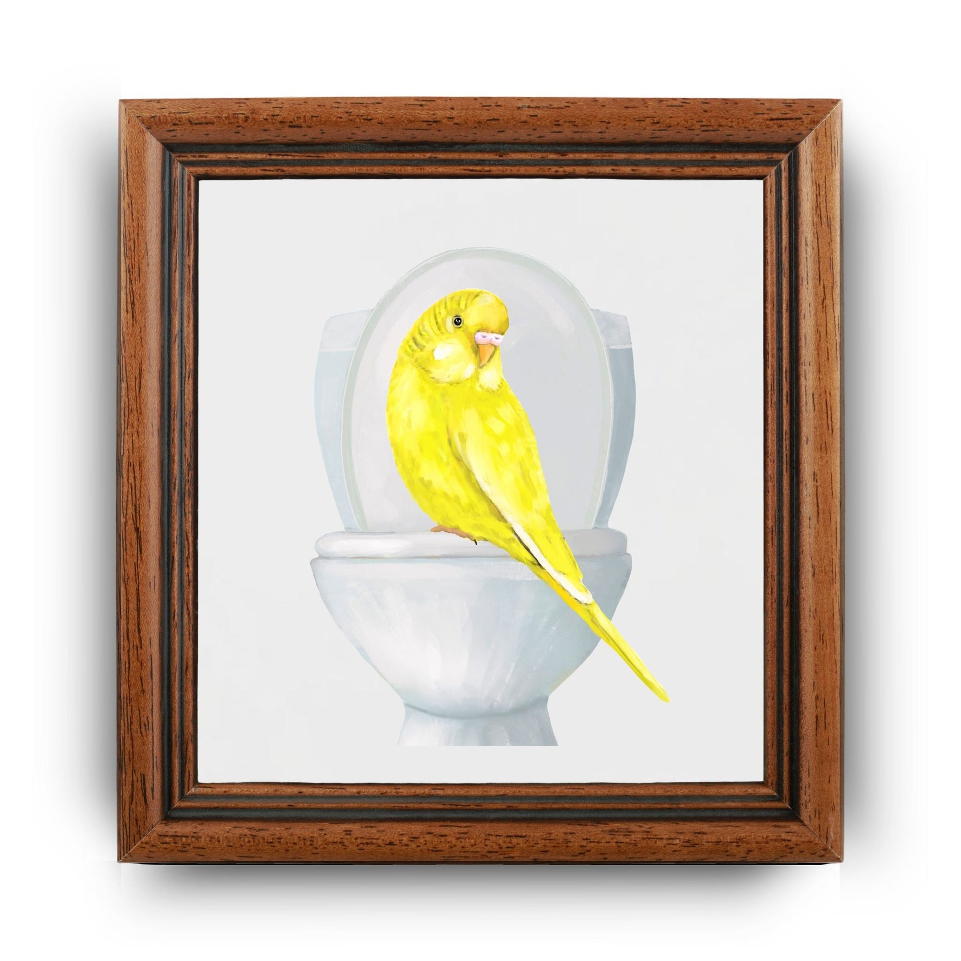 Yellow Budgie Toilet Ceramic Tile – Handcrafted Whimsical Decor - MerikaArt