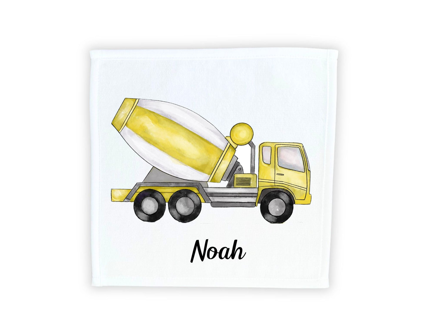 Yellow Cement Mixer Washcloth - MerikaArt