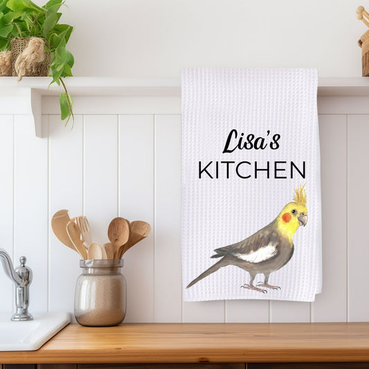 Yellow Cockatiel Kitchen Towel - MerikaArt