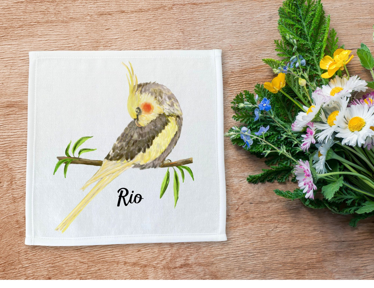 Yellow Cockatiel Washcloth - MerikaArt