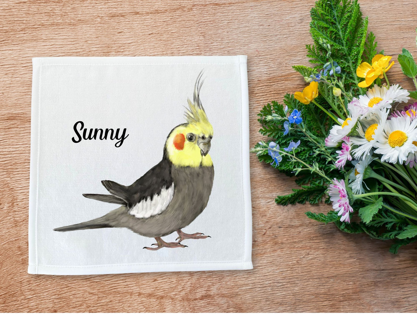 Yellow Cockatiel Washcloth - MerikaArt