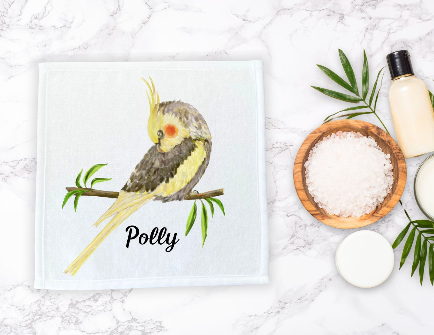Yellow Cockatiel Washcloth - MerikaArt