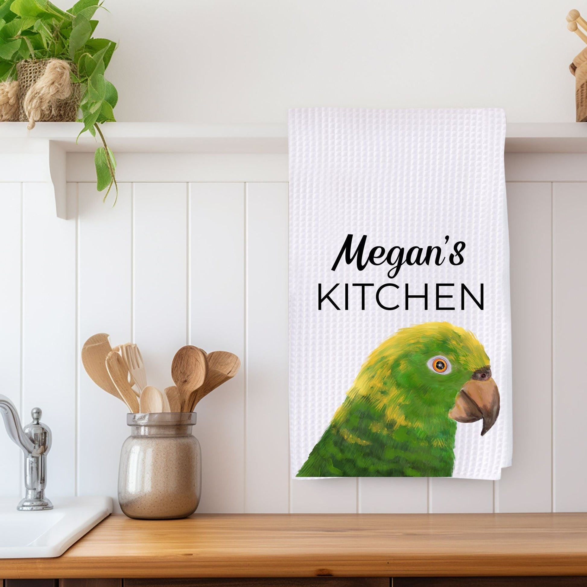 Yellow - Headed Amazon Parrot Kitchen Towel - MerikaArt