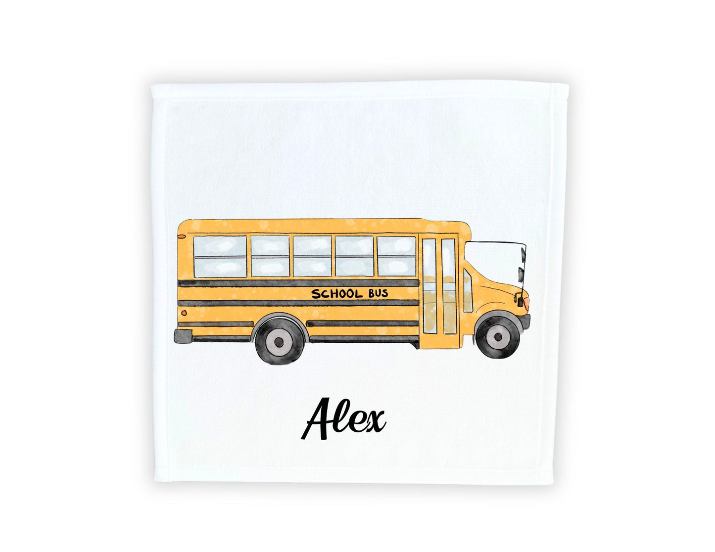 Yellow School Bus Washcloth - MerikaArt