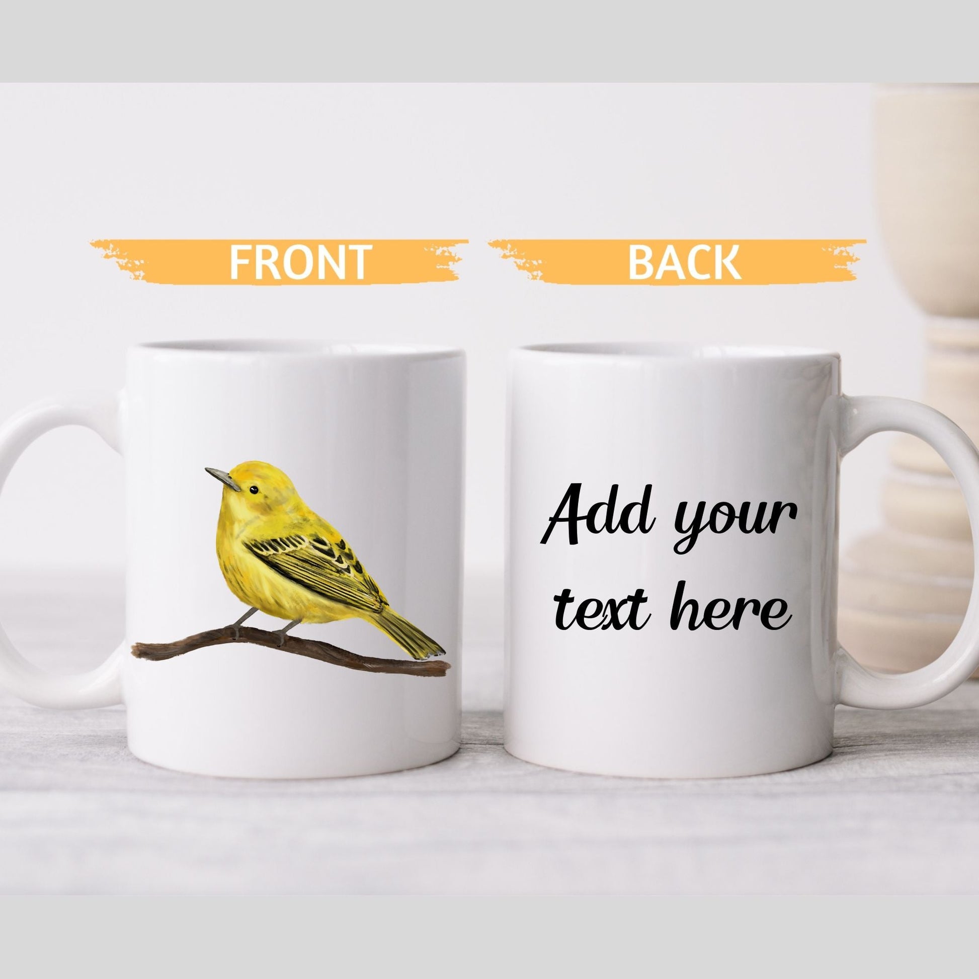 Yellow Warbler Bird Ceramic Coffee Mug - MerikaArt