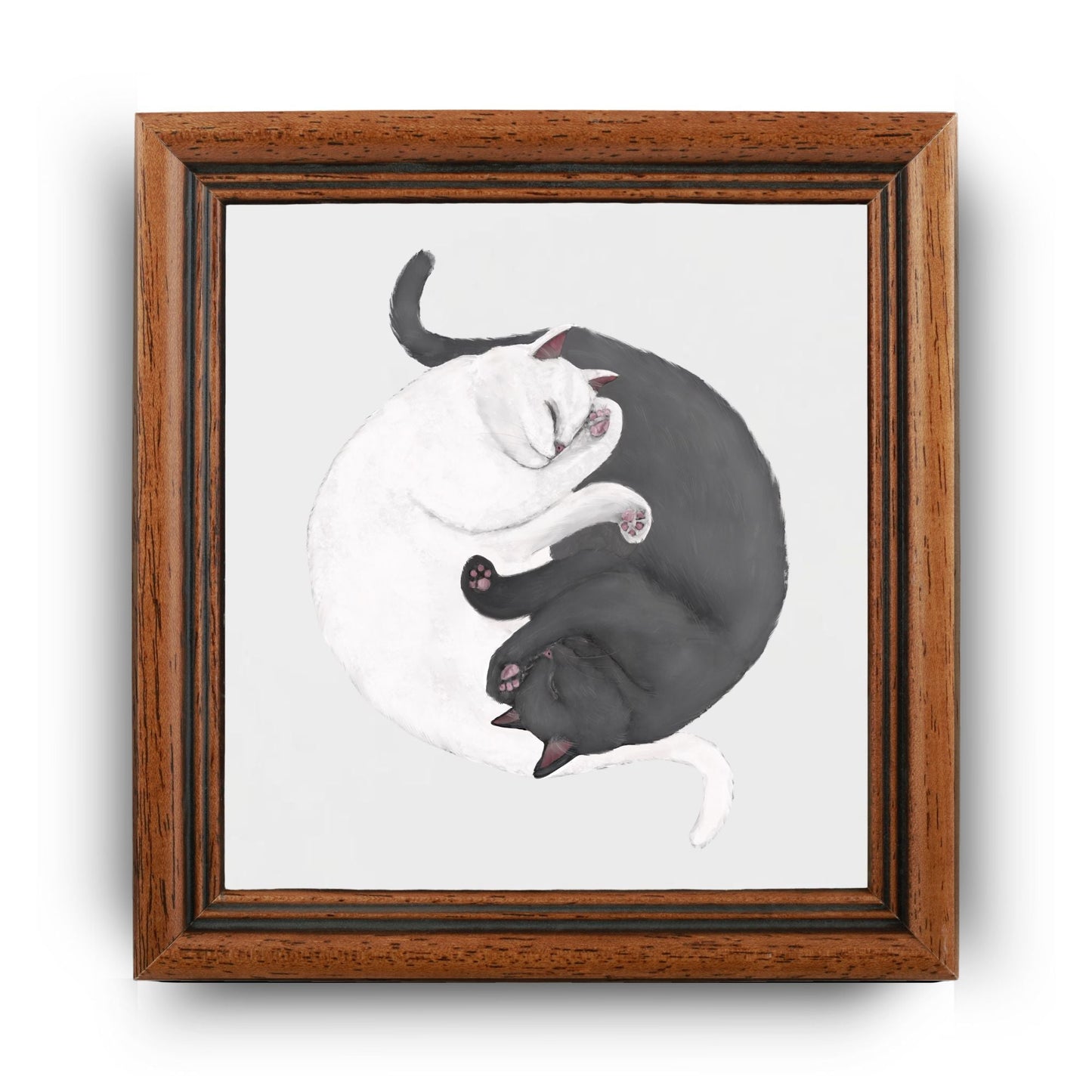 Yin and Yang Cats Ceramic Tile - MerikaArt