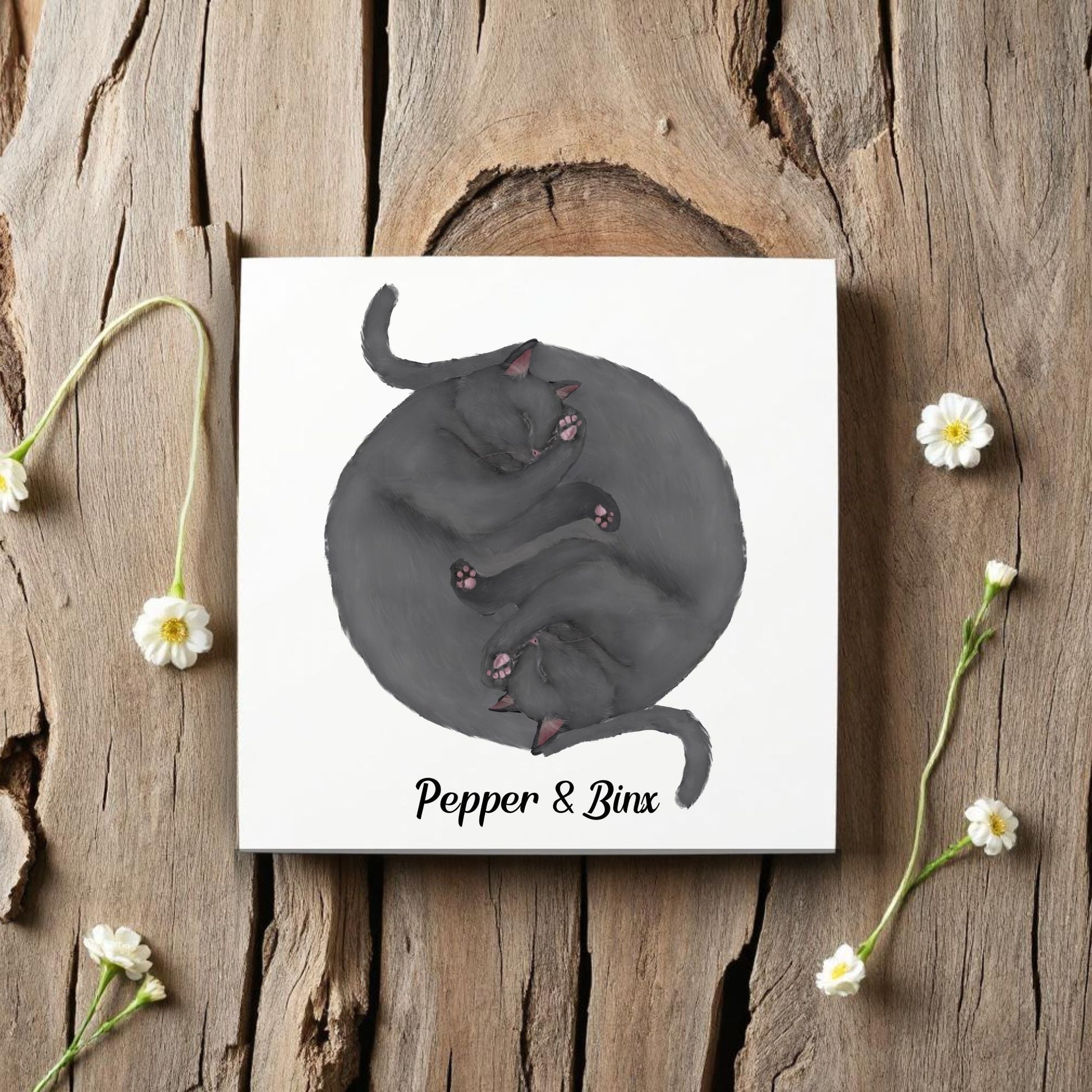 Yin and Yang Gray Cats Ceramic Tile - MerikaArt