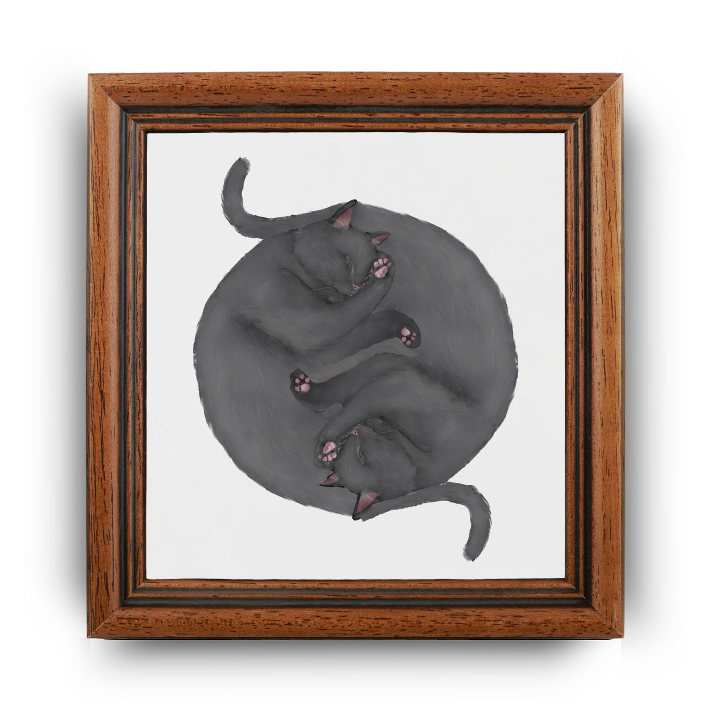 Yin and Yang Gray Cats Ceramic Tile - MerikaArt
