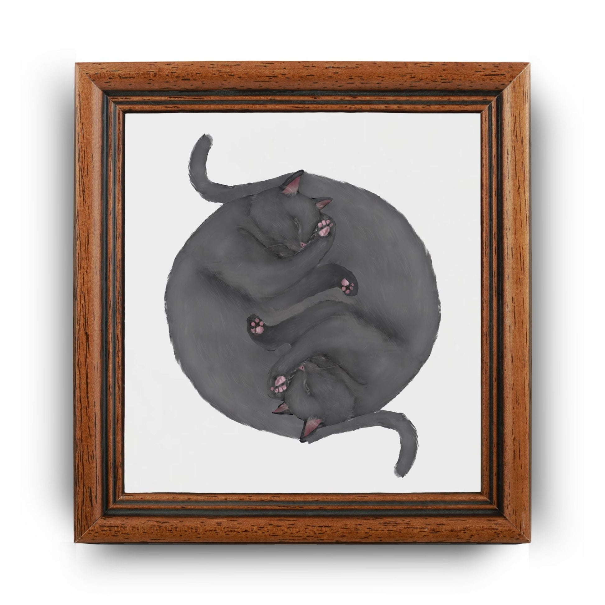 Yin and Yang Gray Cats Ceramic Tile - MerikaArt