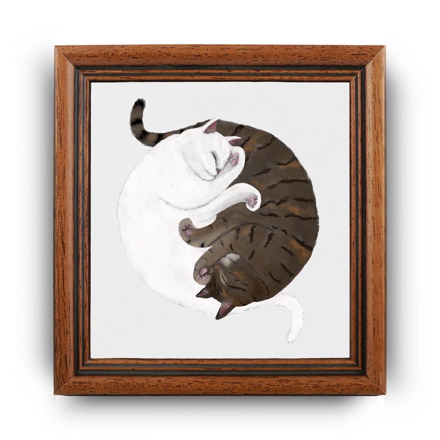 Yin and Yang Tabby Cats Ceramic Tile - MerikaArt