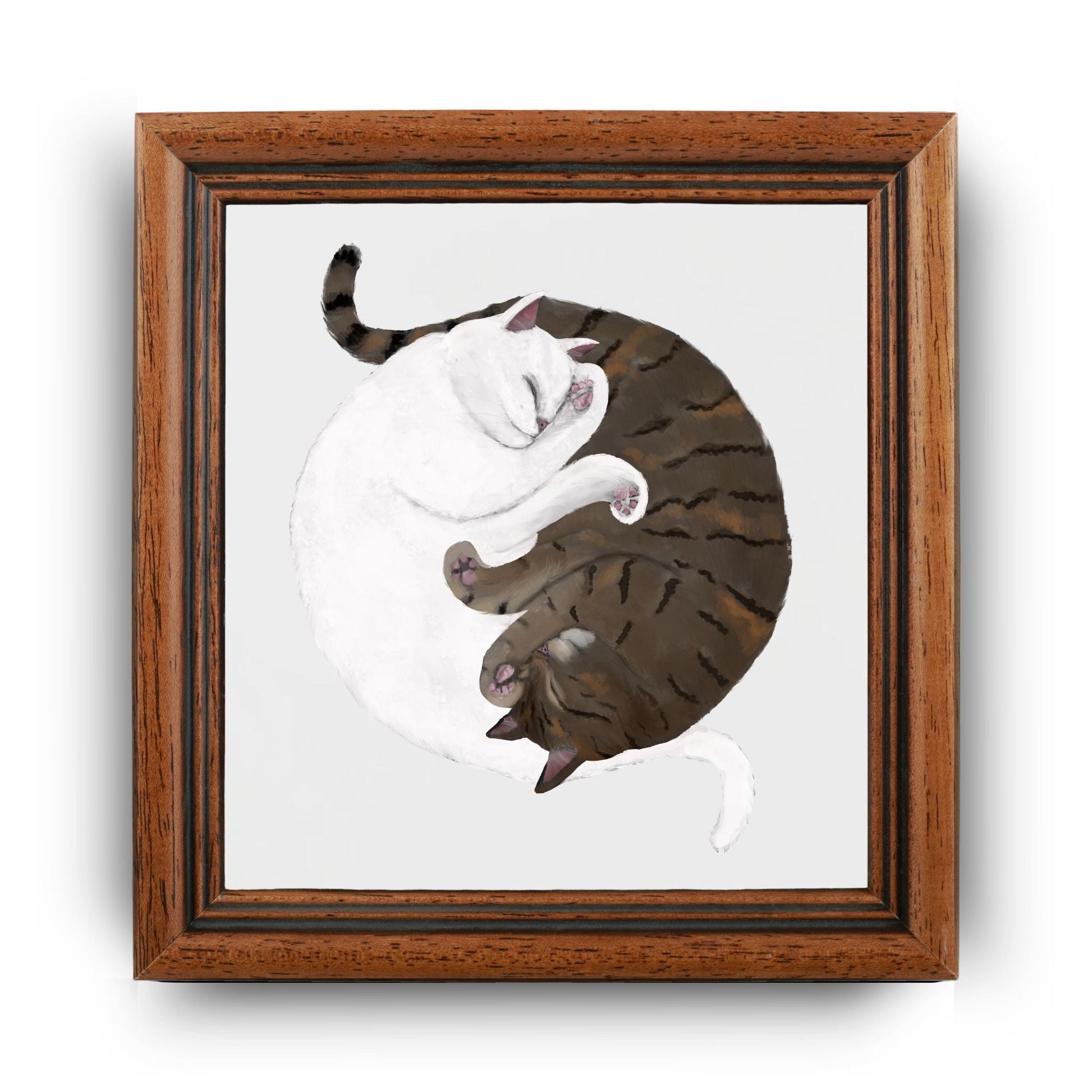 Yin and Yang Tabby Cats Ceramic Tile - MerikaArt