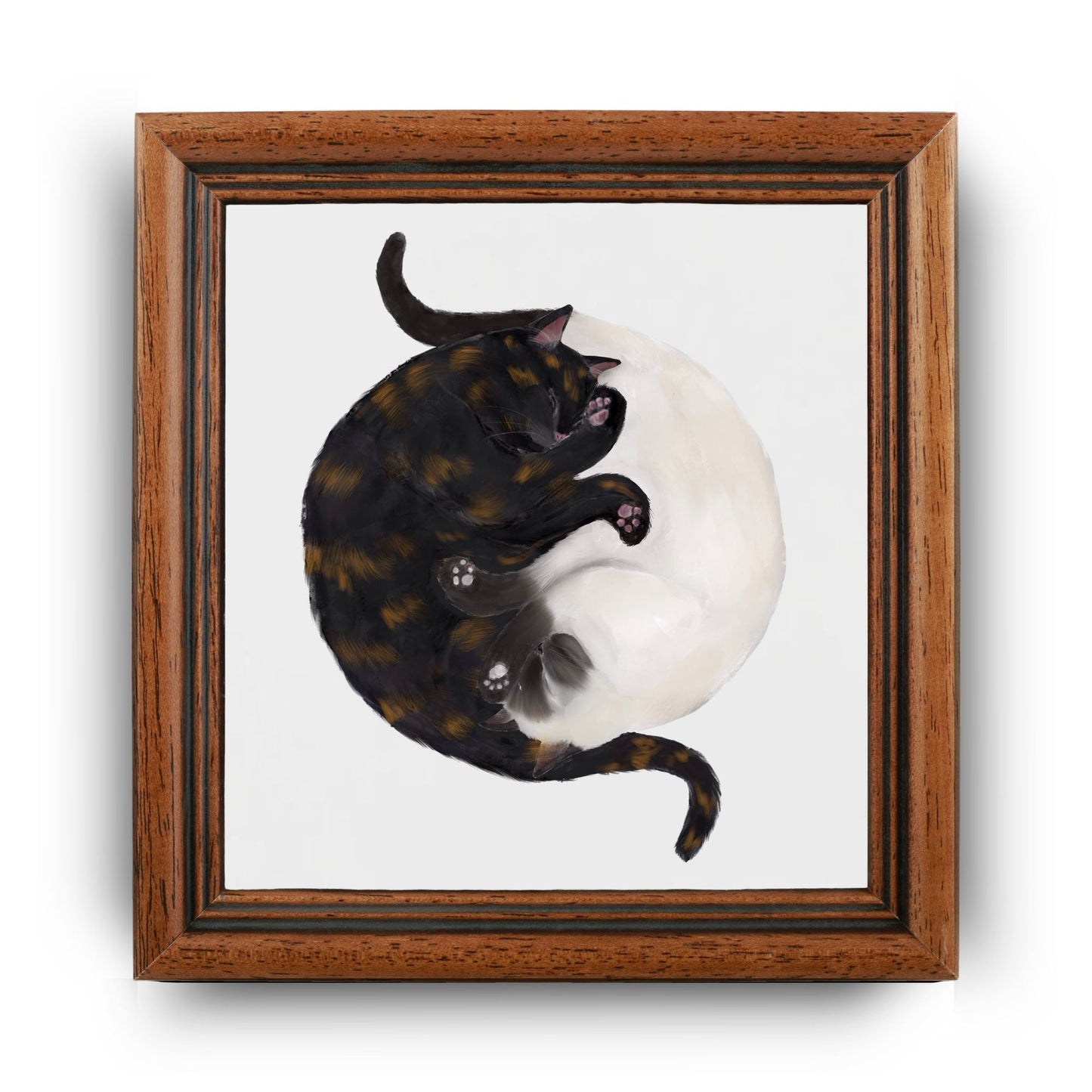 Yin and Yang Tortie and Siamese Cats Ceramic Tile - MerikaArt