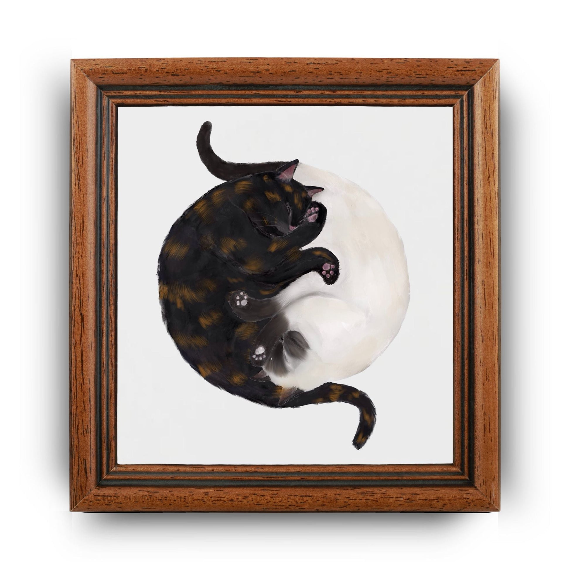 Yin and Yang Tortie and Siamese Cats Ceramic Tile - MerikaArt