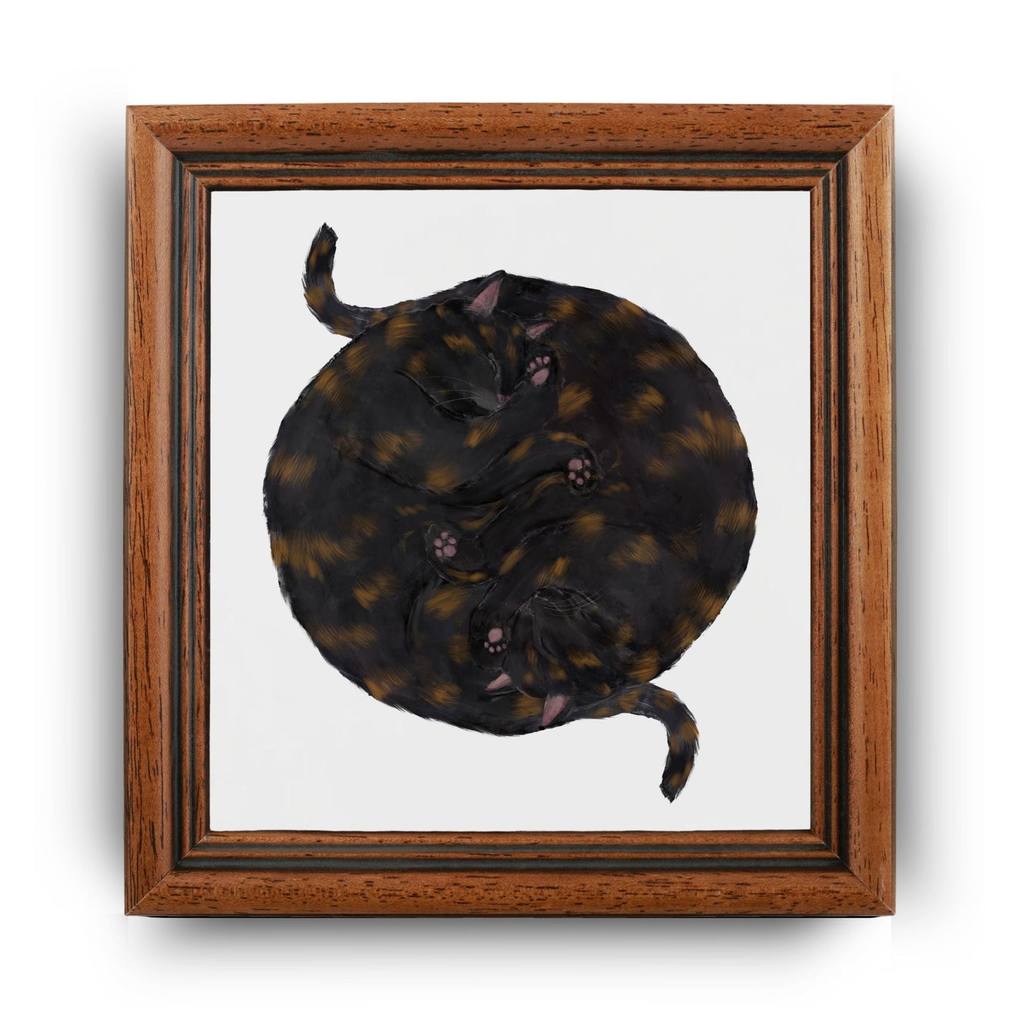 Yin and Yang Tortie Cats Ceramic Tile - MerikaArt