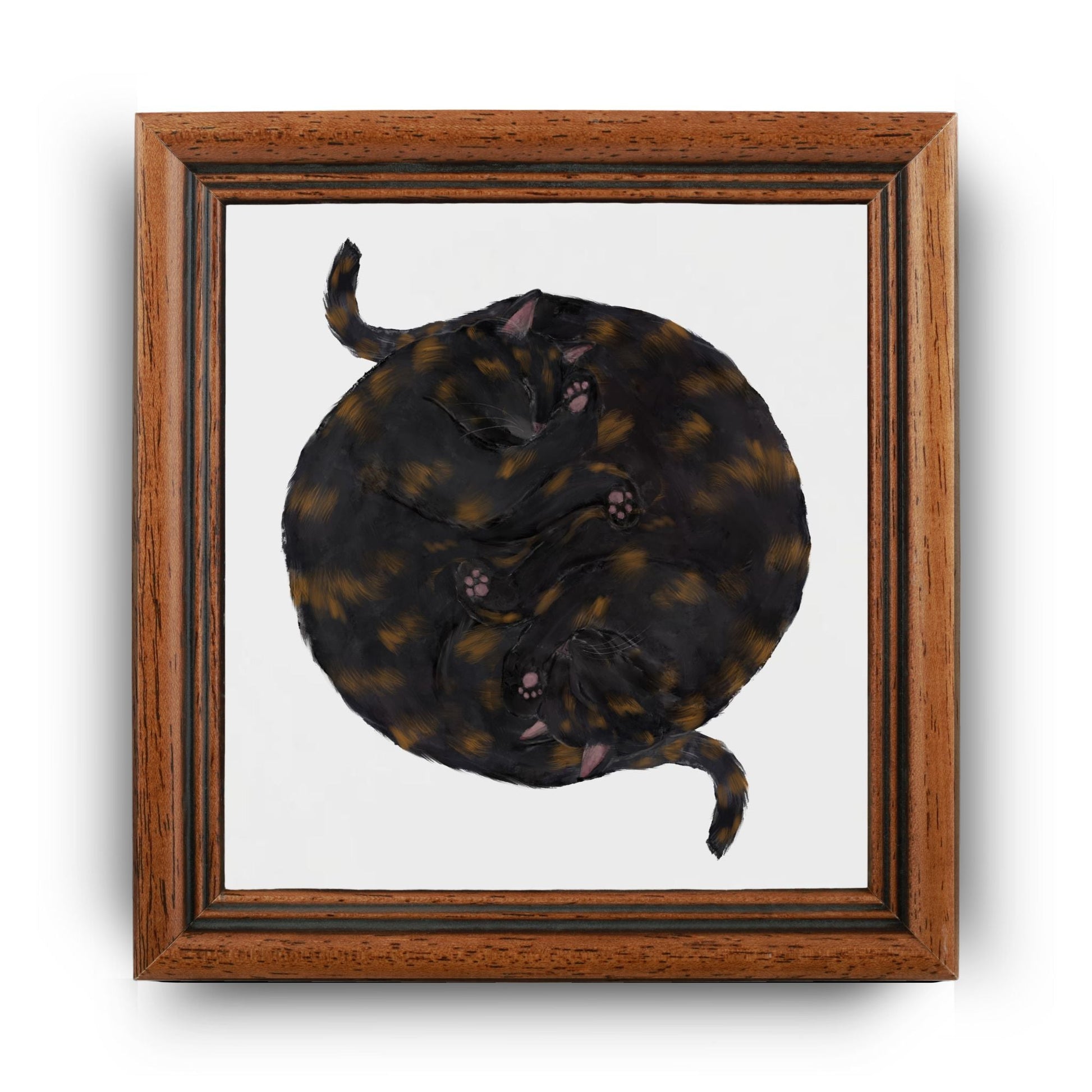 Yin and Yang Tortie Cats Ceramic Tile - MerikaArt