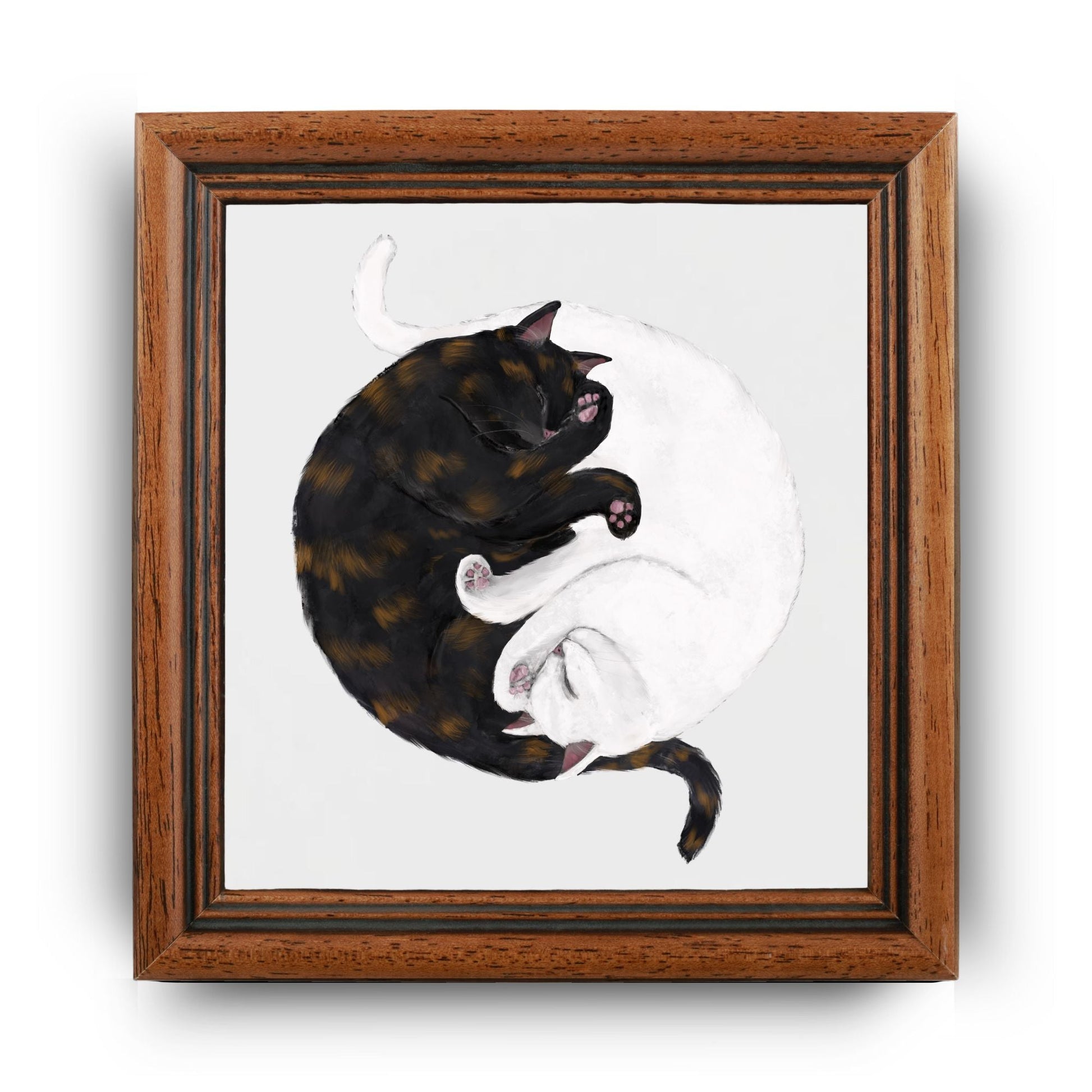 Yin and Yang Tortoiseshell and White Cats Ceramic Tile - MerikaArt