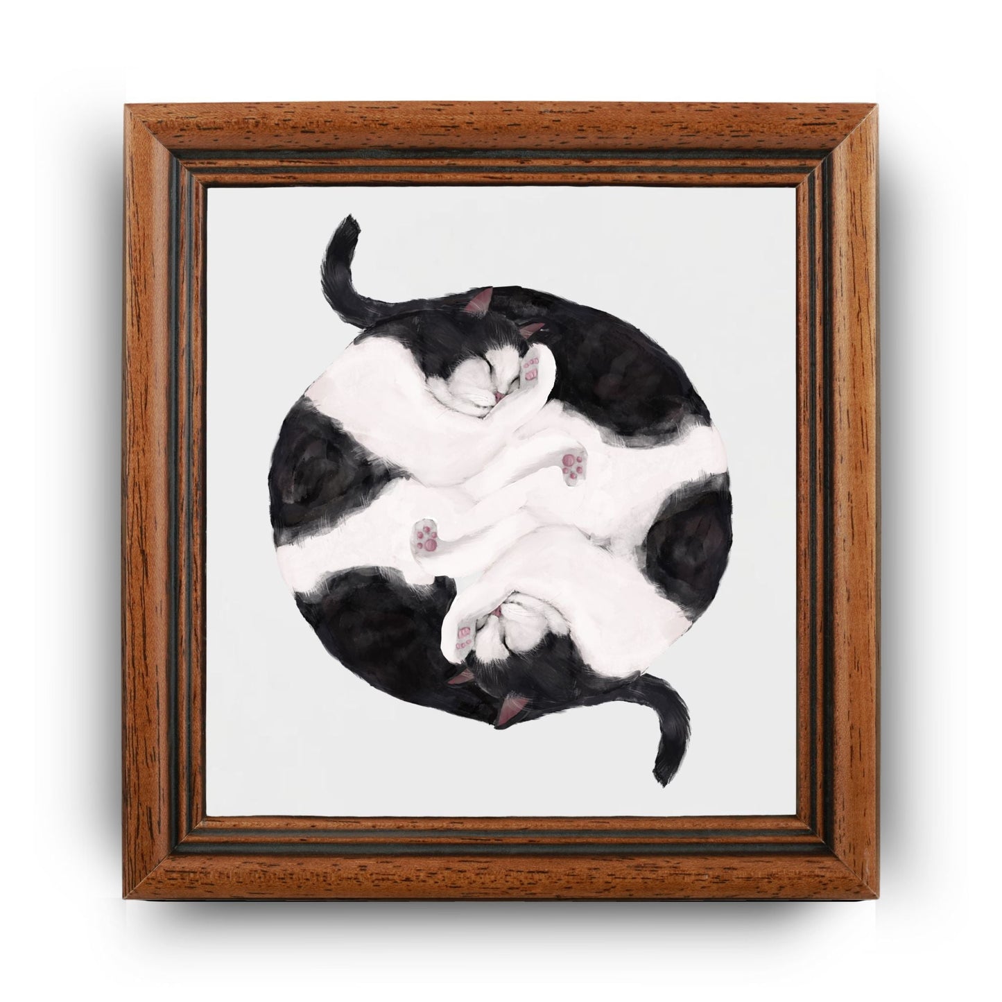 Yin and Yang Tuxedo Cats Ceramic Tile - MerikaArt
