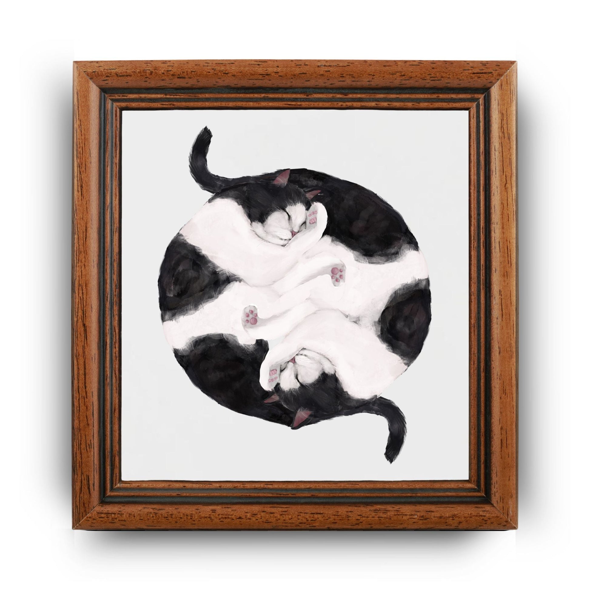 Yin and Yang Tuxedo Cats Ceramic Tile - MerikaArt