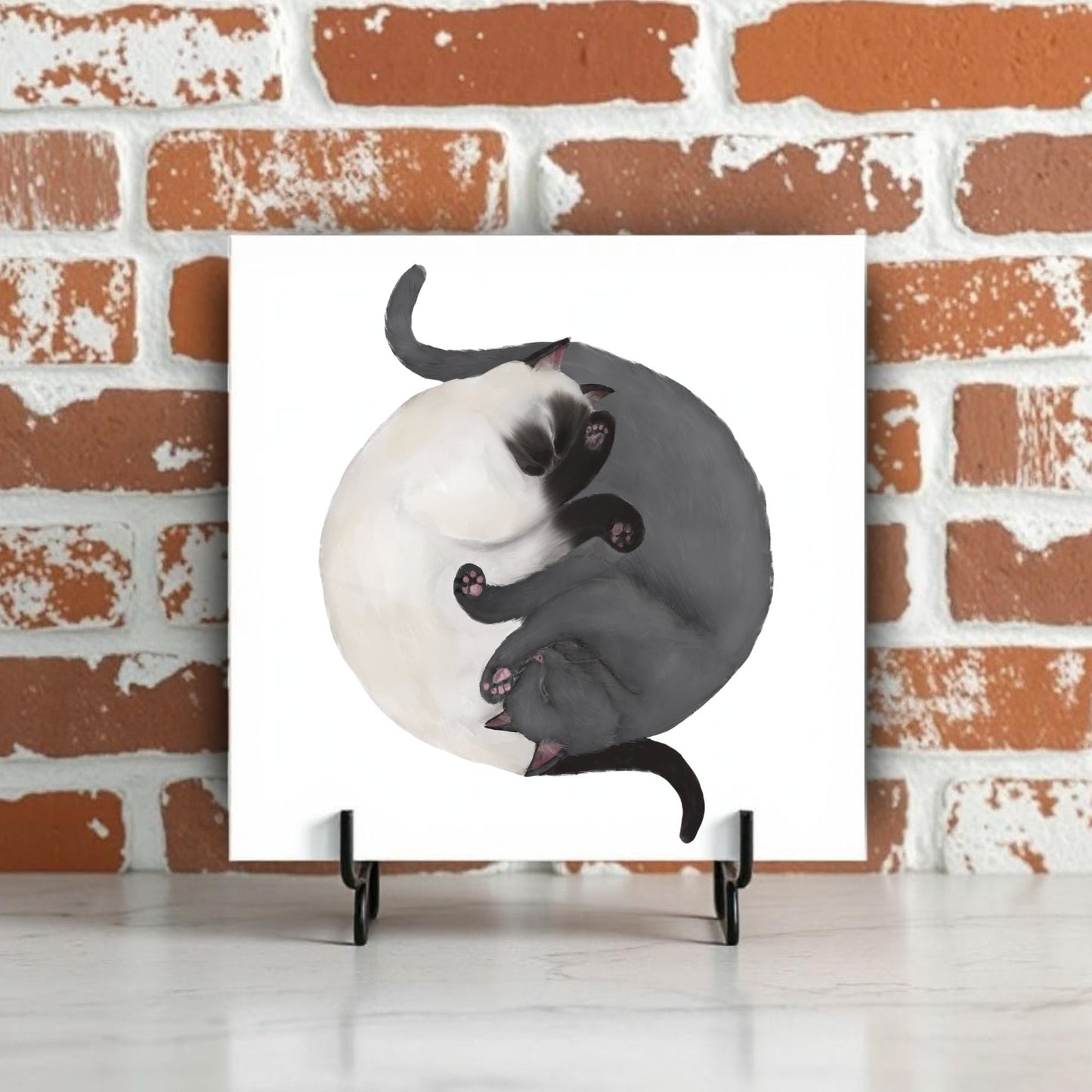 Yin Yang Cats Ceramic Tile - MerikaArt