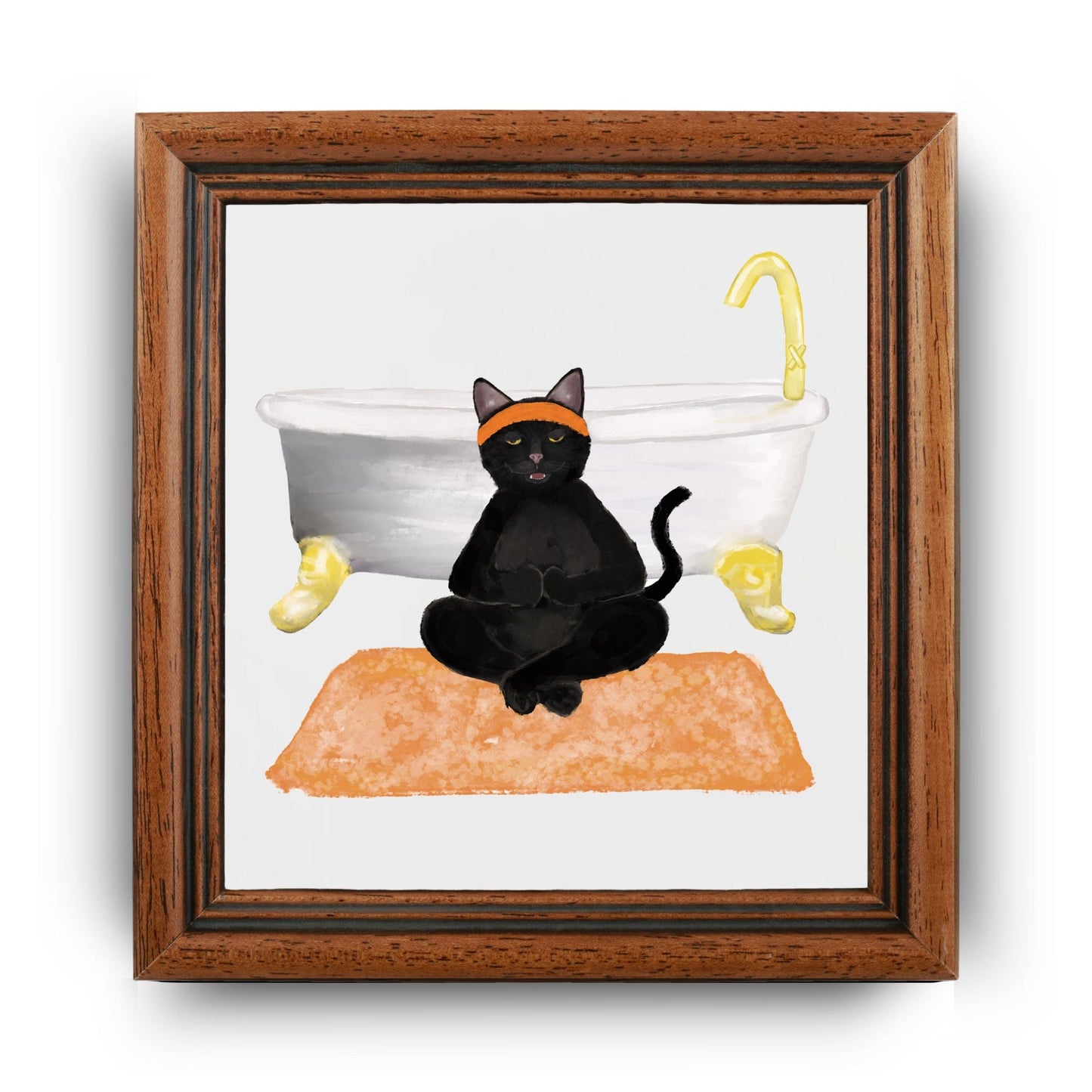 Yoga Cat in Bathroom Ceramic Tile - MerikaArt