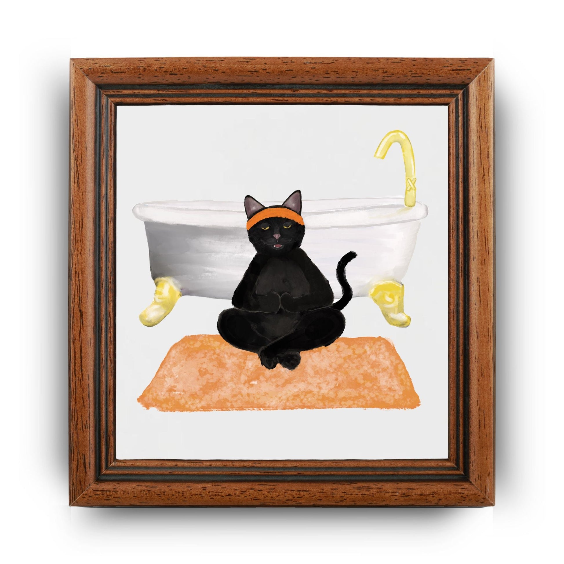 Yoga Cat in Bathroom Ceramic Tile - MerikaArt