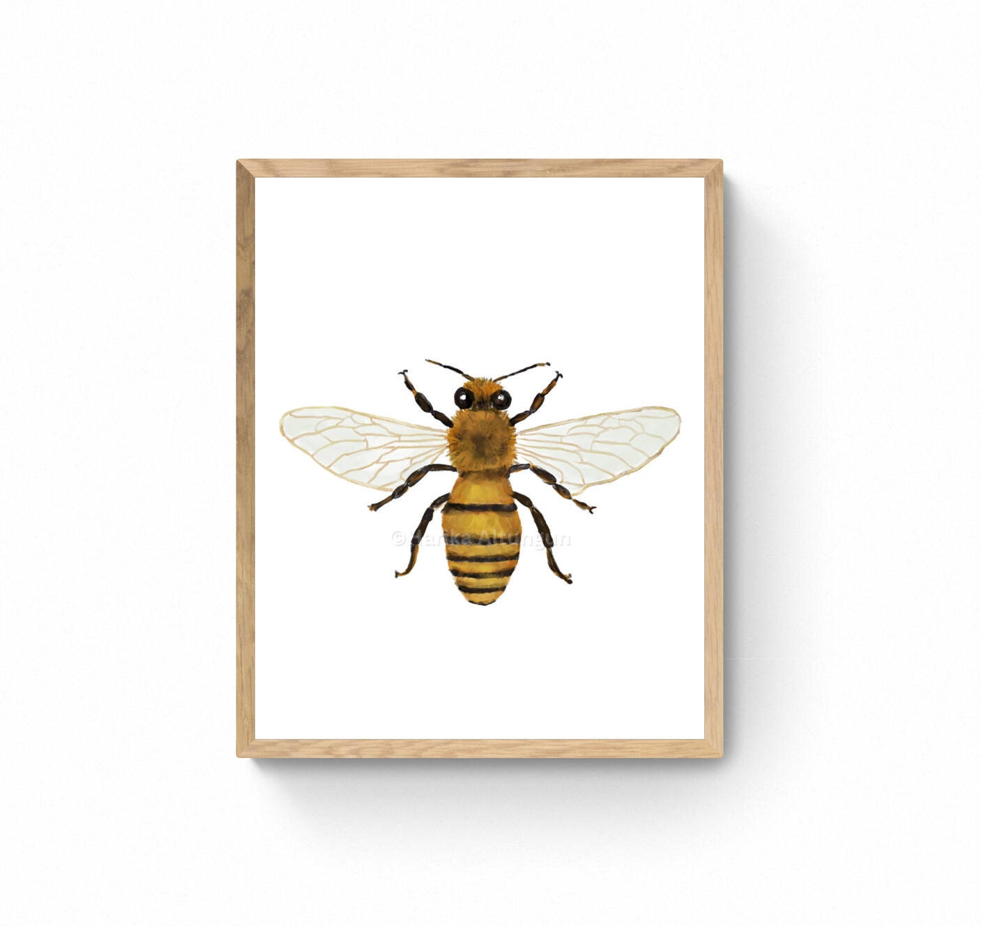 Honeybee Illustration | Botanical Wall Art | Nature Home Decor