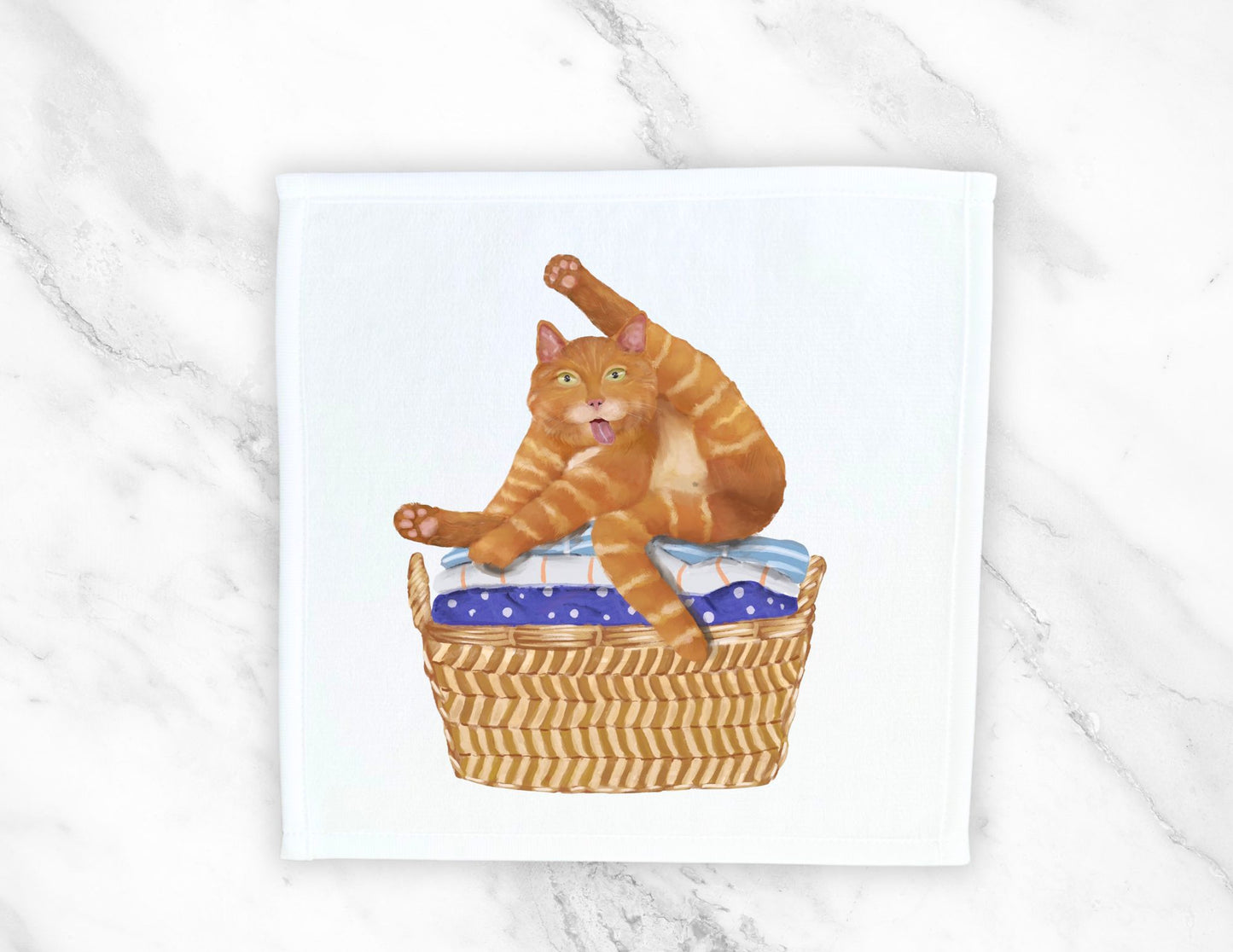 Playful Ginger Cat Washcloth – Perfect for Cat Lovers