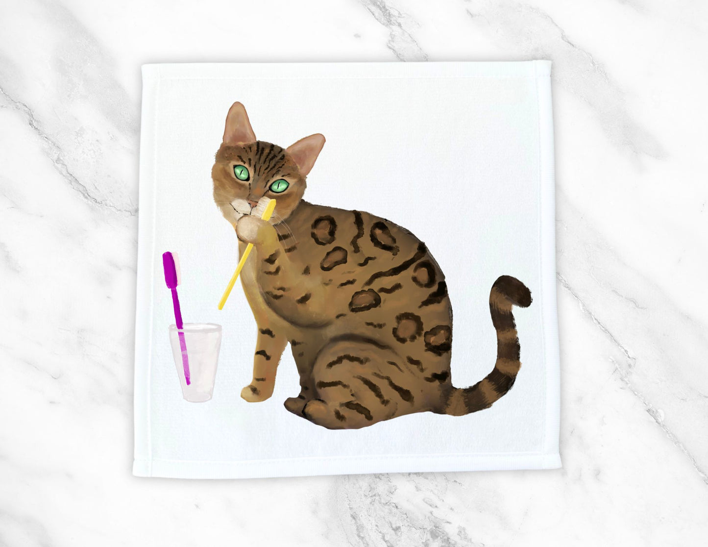 Whimsical Bengal Cat Washcloth – A Must-Have for Cat Lovers