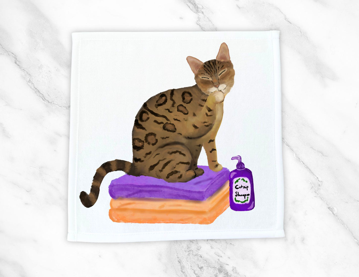 Groomed Bengal Cat Washcloth – A Purr-fect Feline Design