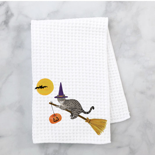 Halloween Gray Tabby Cat Kitchen Towel