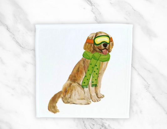 Winter Golden Retriever Washcloth